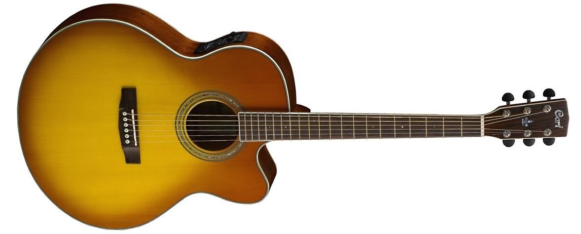 ELEKTRO AKUSTİK GİTAR JUMBO CUTAWAY, HONEY BURST,